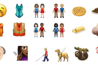 Das Bild zeigt einige der neuen Apple-Emojis: Mit dem Update auf iOS 13.2 stehen dem Nutzer neue Symbole zur Verfügung.