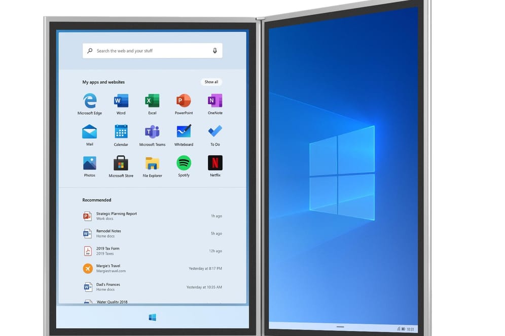 Windows 10X: Dieses Bild des Betriebssystems hat Microsoft veröffentlicht.