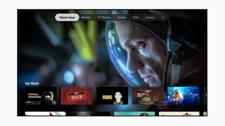 Das Bild zeigt den Startbildschirm von Apple TV+: Der neue Streamingdienst soll 4,99 pro Monat kosten.