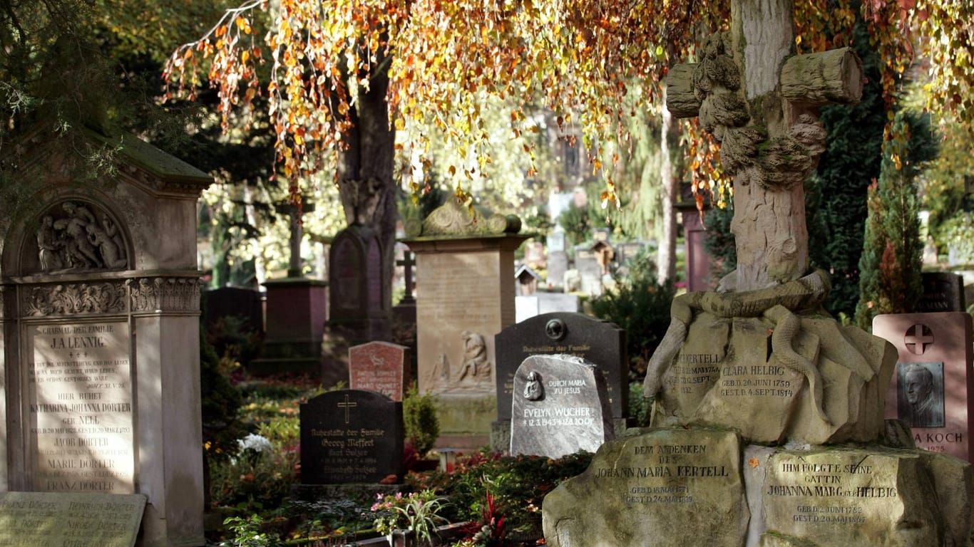 Grabmale auf dem Mainzer Hauptfriedhof (Symbolbild): Auf einem anderen Friedhof in Mainz haben Unbekannte randaliert.
