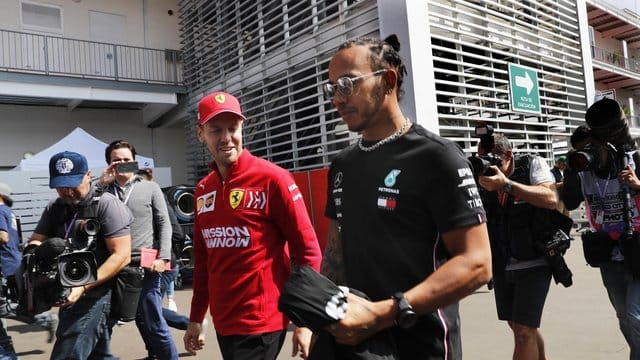 Nicht zufrieden mit der Strecke in Austin: Sebastian Vettel (l) und Lewis Hamilton.