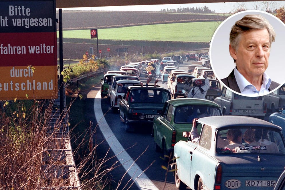 Lange Schlange von DDR - Pkw's am Grenzübergang Rudolphstein: Von der Zeit nach der Grenze hatten beide Seiten falsche Vorstellungen.
