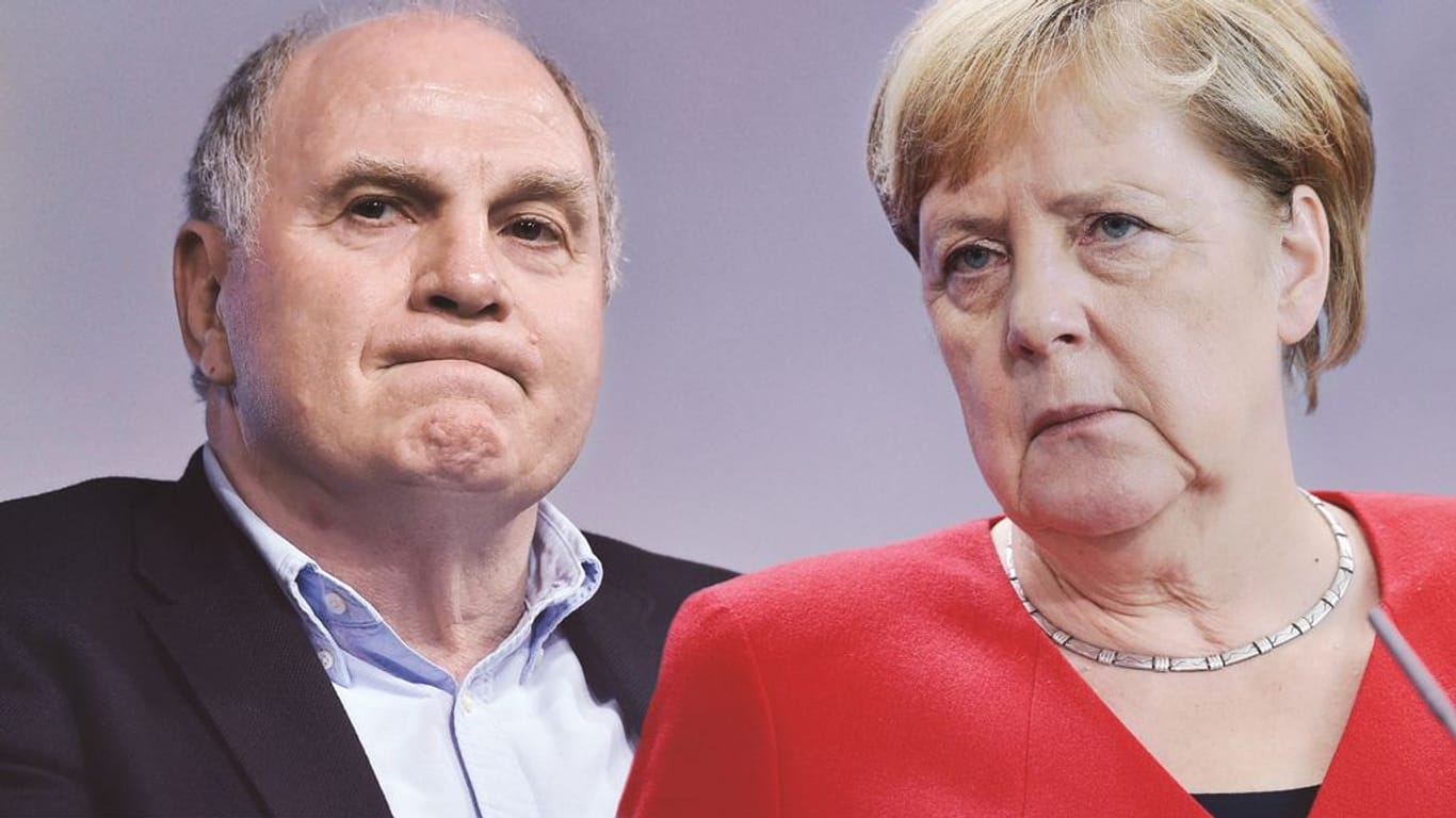 Sitzen oder aussitzen? Bayern-Patriarch Hoeneß und Langzeit-Kanzlerin Merkel haben mehr gemeinsam, als man denkt.