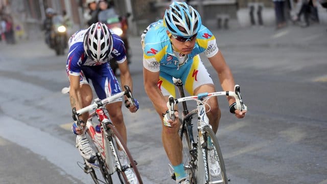 Alexander Winokurow (vorne) und Alexander Kolobnew bei Lüttich-Bastogne-Lüttich 2010.