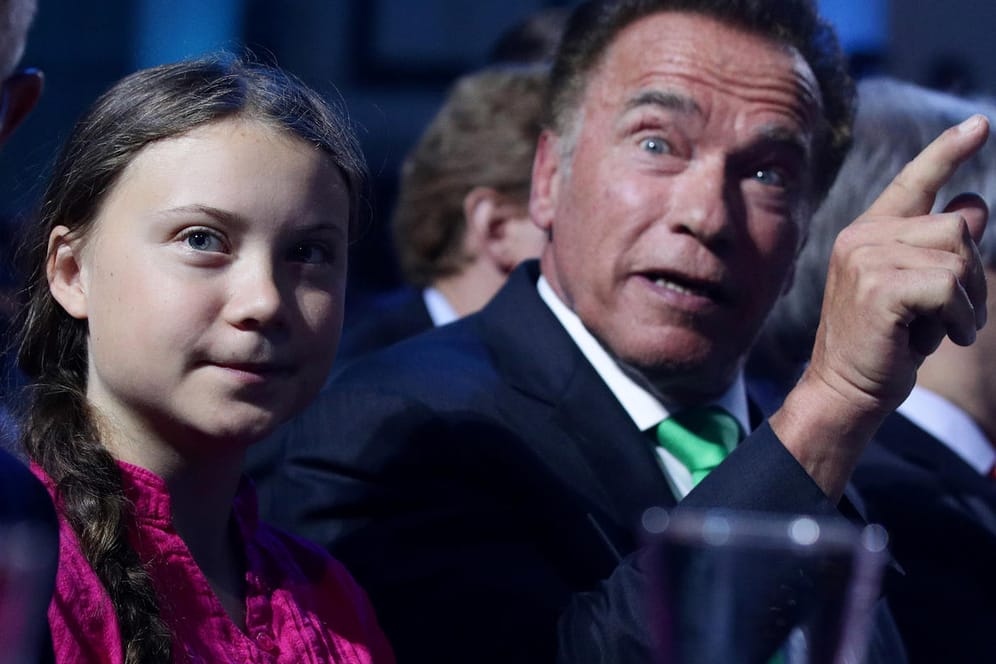 Arnold Schwarzenegger und Greta Thunberg im Mai 2019: Der Gouverneur traf die Klimaschutz-Aktivistin bei einer politischen Veranstaltung in Wien.
