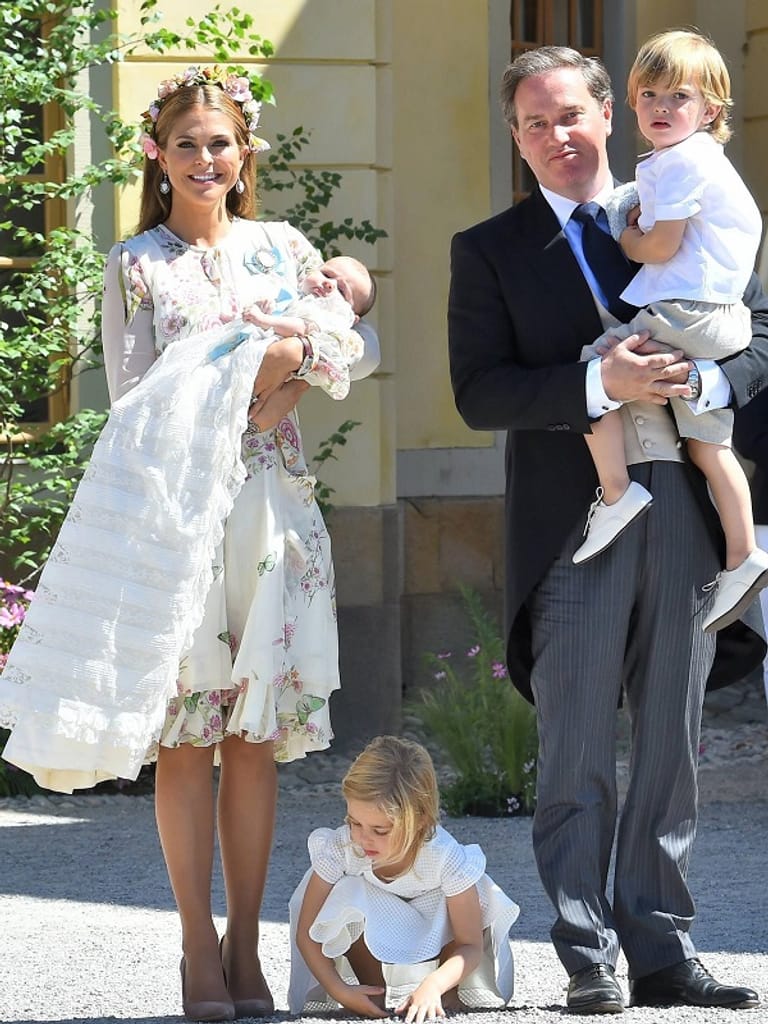 Prinzessin Madeleine und Prinz Christopher O'Neill mit den drei gemeinsamen Kindern: Prinzessin Adrienne, Prinzessin Leonore und Prinz Nicolas.