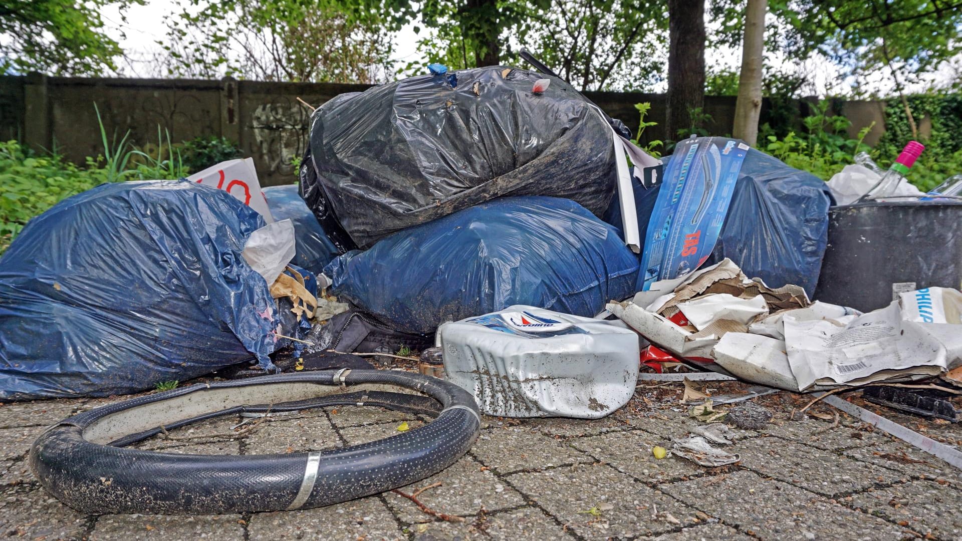 Illegaler Müll an einem Parkplatz: In Essen wird der "Mängelmelder" rege genutzt.