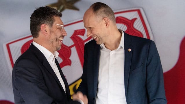 Präsidentschaftskandidaten beim VfB Stuttgart: Christian Riethmüller (r) und Claus Vogt. Präsidentschaftskandidaten beim VfB Stuttgart: Christian Riethmüller (r) und Claus Vogt.