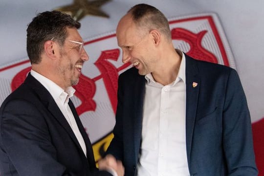 Präsidentschaftskandidaten beim VfB Stuttgart: Christian Riethmüller (r) und Claus Vogt.