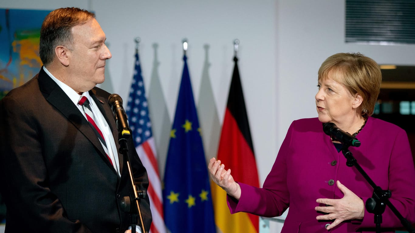 Pompeo-Besuch in Berlin: Kanzlerin Angela Merkel empfängt US-Außenminister Pompeo im Kanzleramt.