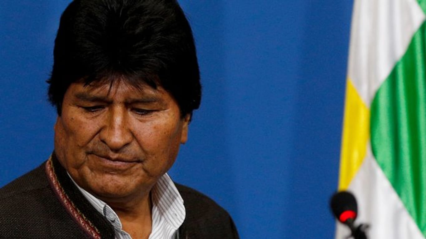 Evo Morales am Sonntag während einer Pressekonferenz in La Paz.