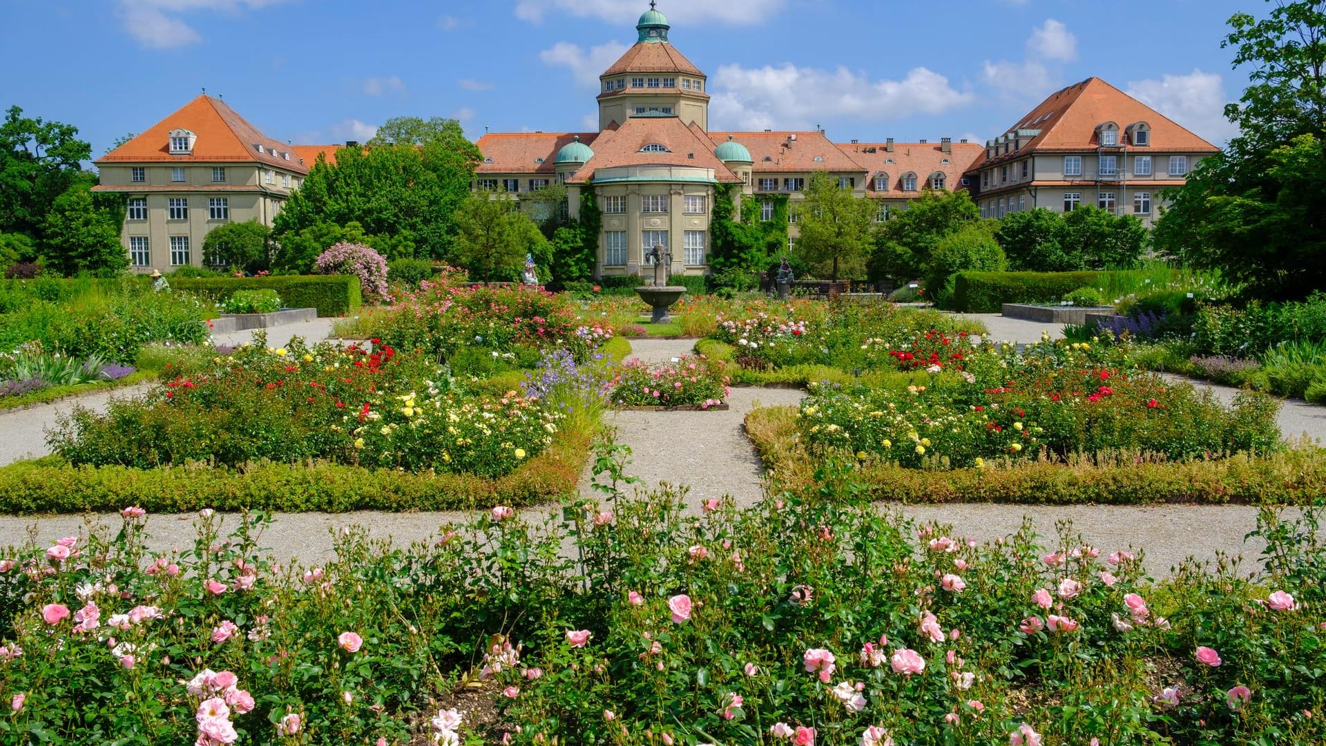 Historisches Botanisches Institut und Rosengarten: Die Anlage des Botanischen Gartens liegt benachbart vom Schlosspark.