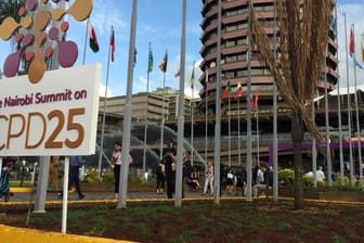 Das Tagungsgebäude in Nairobi: 11.000 Menschen aus mehr als 165 Ländern nehmen an der Weltbevölkerungskonferenz teil.