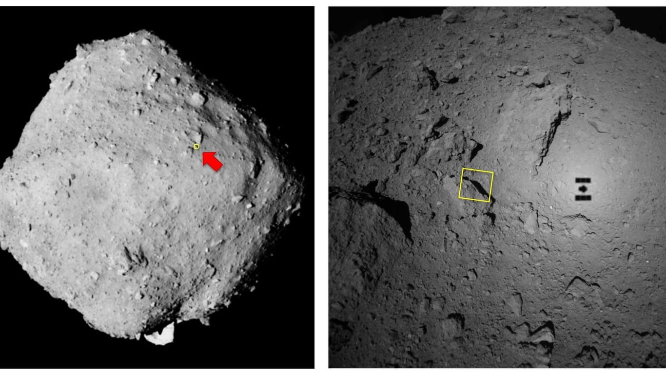 Bilder des Asteroiden Ryugu: Auch beim Start wird die Sonde weitere Bilder des Himmelskörpers machen.