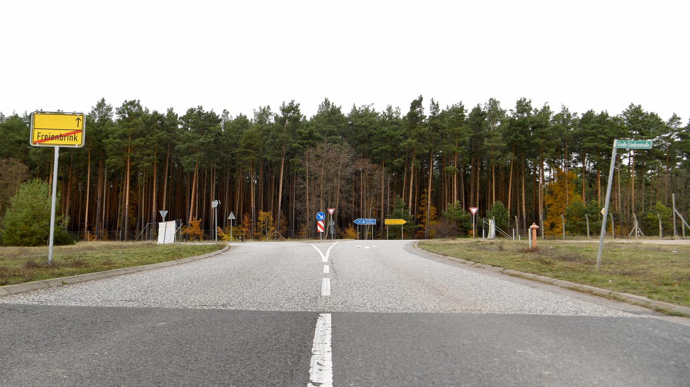 Blick auf ein Waldstück in der Gemeinde Grünheide: Hier will der Elektroautohersteller Tesla die neue Fabrik für Elektroautos bauen.