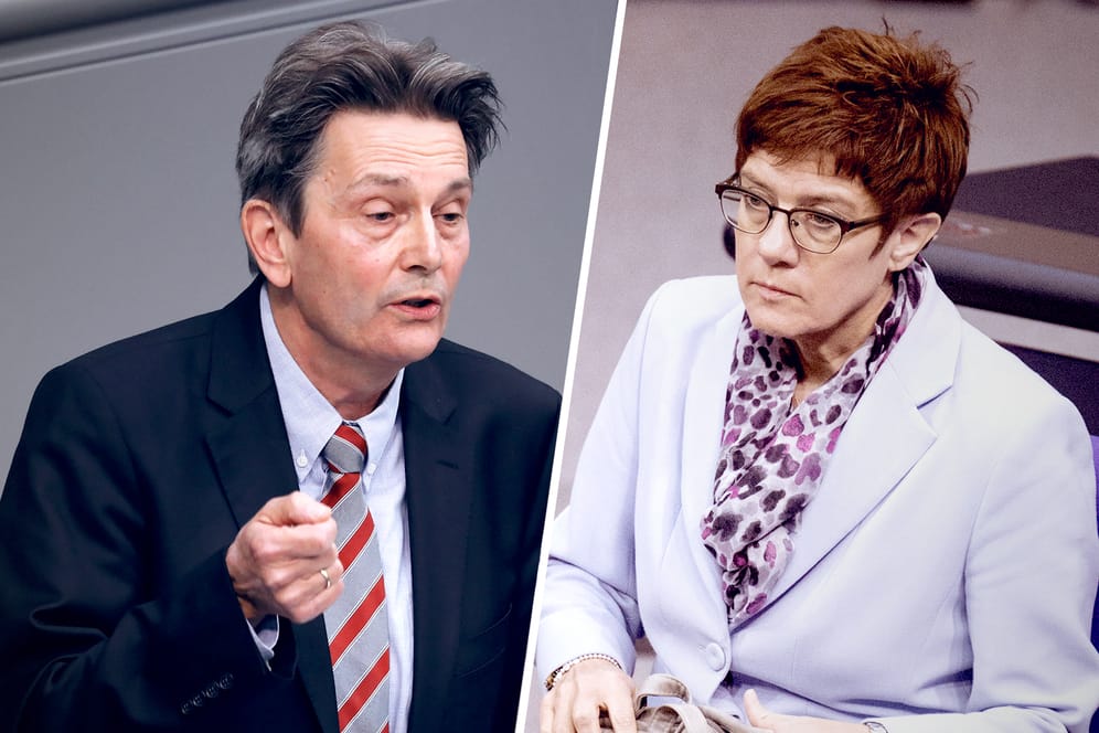 Rolf Mützenich (links) und Annegret Kramp-Karrenbauer: Der SPD-Fraktionschef hat große Bedenken wegen der Außenwirkung der Verteidigungsministerin.