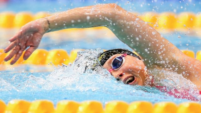 Schwamm Weltrekord über 1500 Meter bei der Kurzbahn-DM: Sarah Köhler. Schwamm Weltrekord über 1500 Meter bei der Kurzbahn-DM: Sarah Köhler.