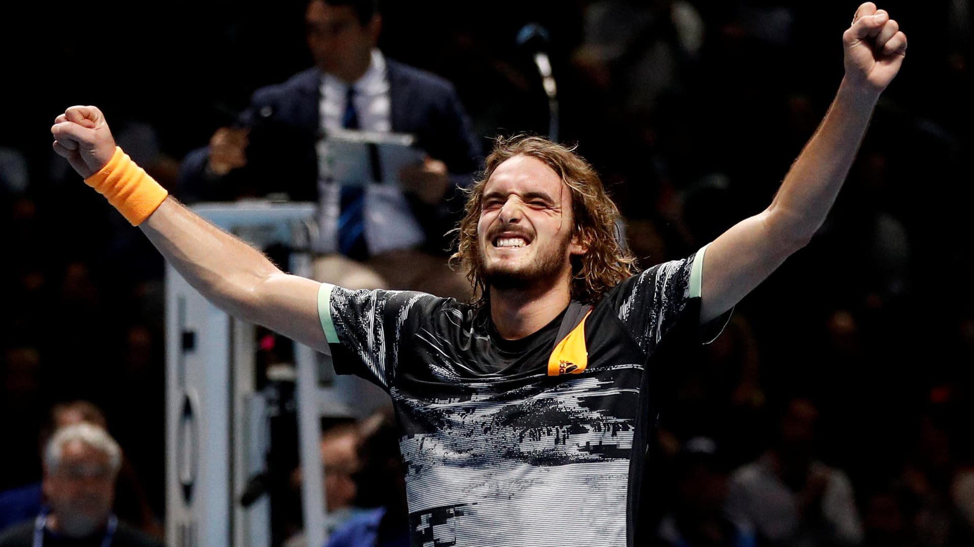 Erlöst: Stefanos Tsitsipas nach dem Sieg im Finale gegen Dominic Thiem.