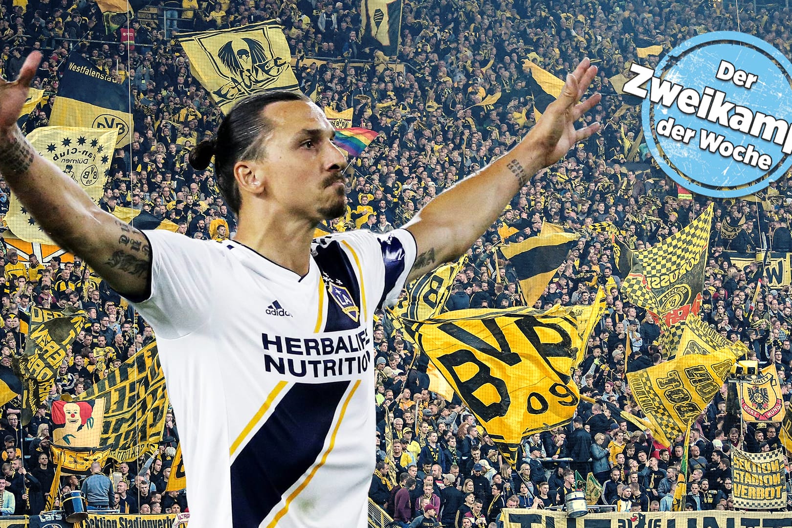 Nur eine Traumvorstellung? Zlatan Ibrahimovic jubelt vor den Dortmunder Fans.