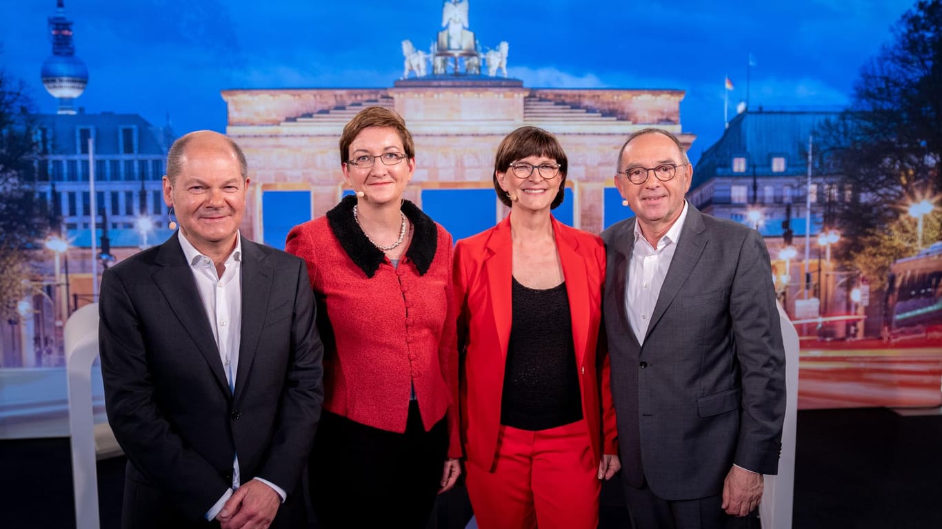 SPD-Chefkandidaten Olaf Scholz, Klara Geywitz, Saskia Esken, Norbert Walter-Borjans.