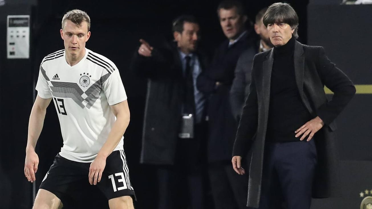 Lukas Klostermann (l.) und Joachim Löw: Auf den Leipziger kann sich der Bundestrainer verlassen.