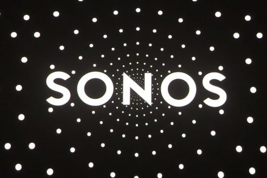 Logo der Firma Sonos, aufgenommen bei einer Produkt-Präsentation in San Francisco.