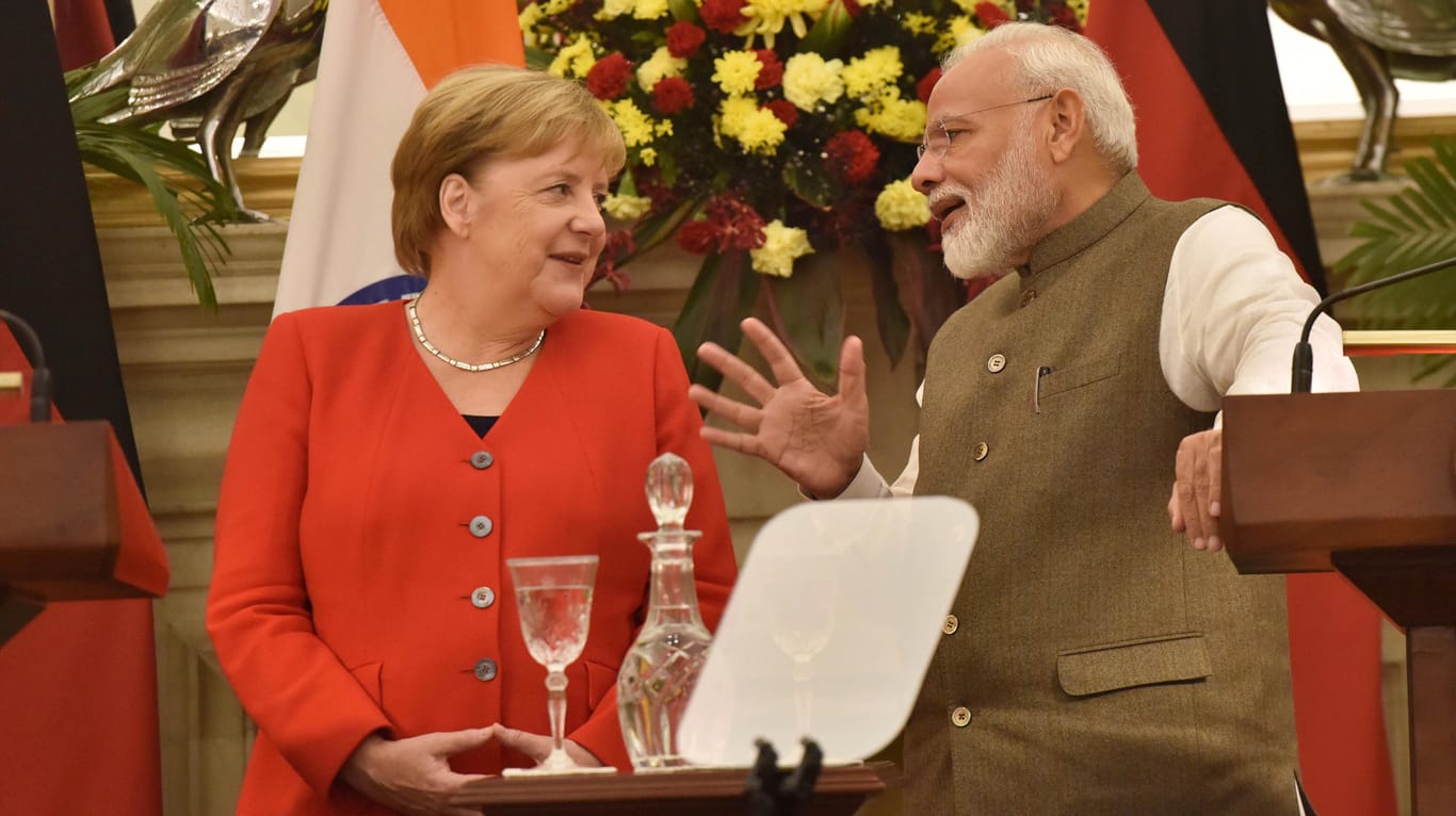 Angela Merkel und der indische Premierminister Narendra Modi: Weniger mit dem Kleinklein der bundesdeutschen Politik beschäftigt.