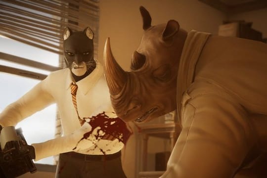 In "Blacksad: Under the skin" geht es auch mal härter zu. Hier wehrt sich der Katzen-Detektiv mit der Schreibmaschine gegen ein unfreundliches Nashorn.