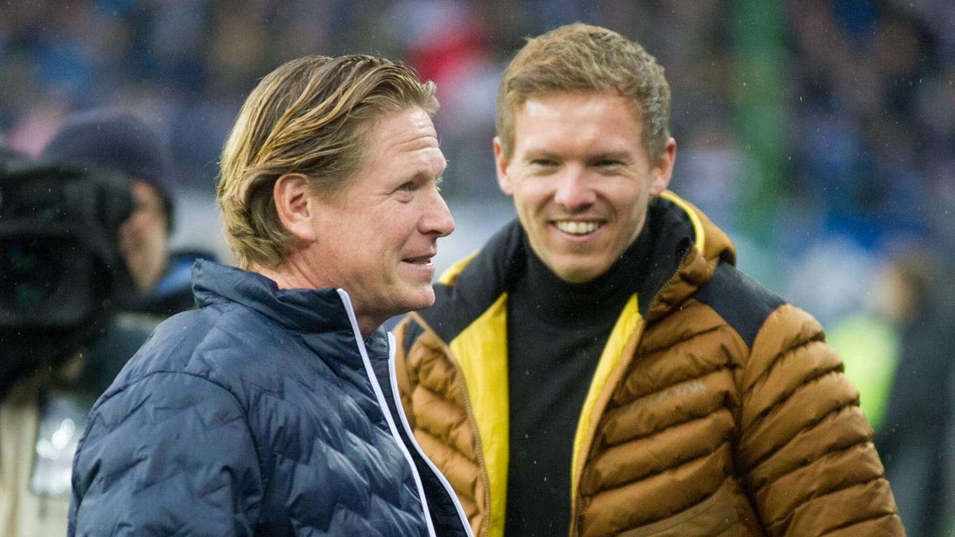 Markus Gisdol (links) und Julian Nagelsmann: Die früheren Kollegen sehen sich am Samstag als Trainer gegnerischer Mannschaften wieder.