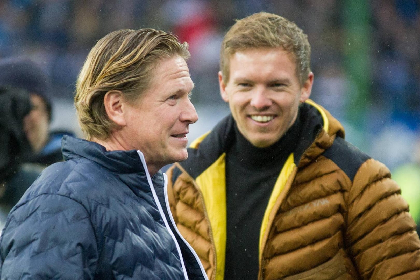 Markus Gisdol (links) und Julian Nagelsmann: Die früheren Kollegen sehen sich am Samstag als Trainer gegnerischer Mannschaften wieder.