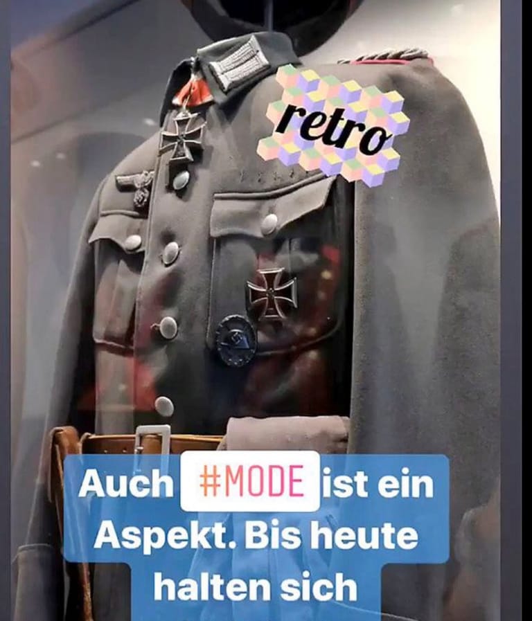 Ein Screenshot des mittlerweile gelöschten Instagram-Post: Eine Nazi-Unform wird zur Schau gestellt.