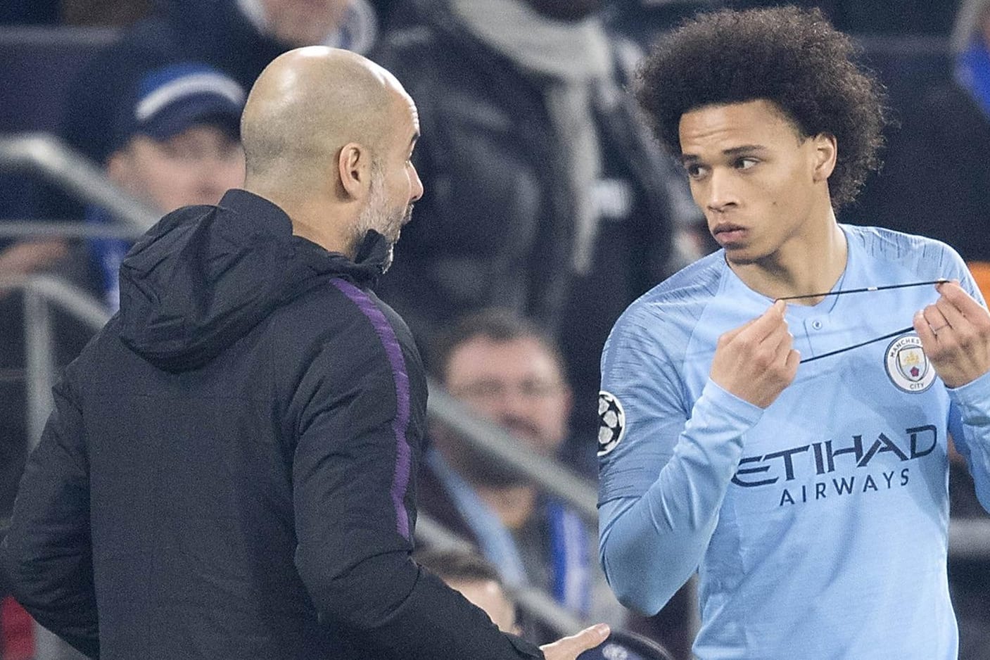 City-Trainer Pep Guardiola mit Schützling Leroy Sané: Die Zukunft des Deutschen ist ungewiss.