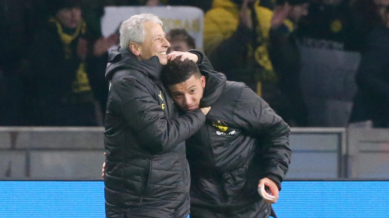 BVB-Cheftrainer Lucien Favre mit Youngster Jadon Sancho: Seit längerer Zeit kursieren Gerüchte über einen möglichen Wechsel Sanchos.