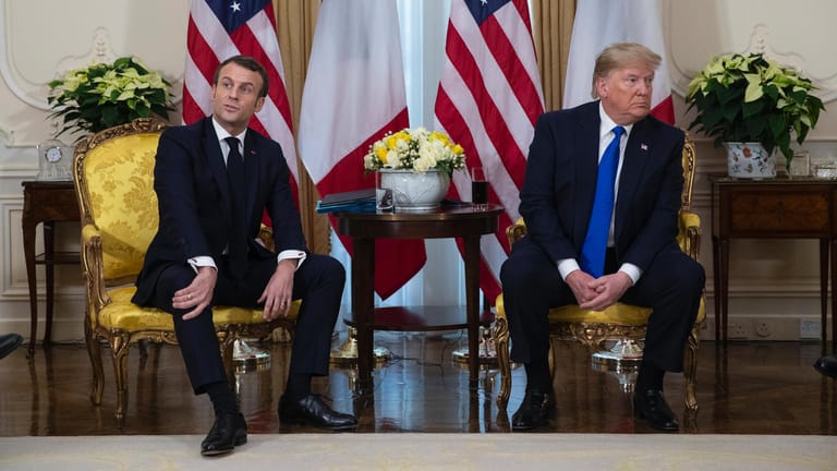 US-Präsident Donald Trump trifft den französischen Präsidenten Emmanuel Macron während des Nato-Gipfels in London.