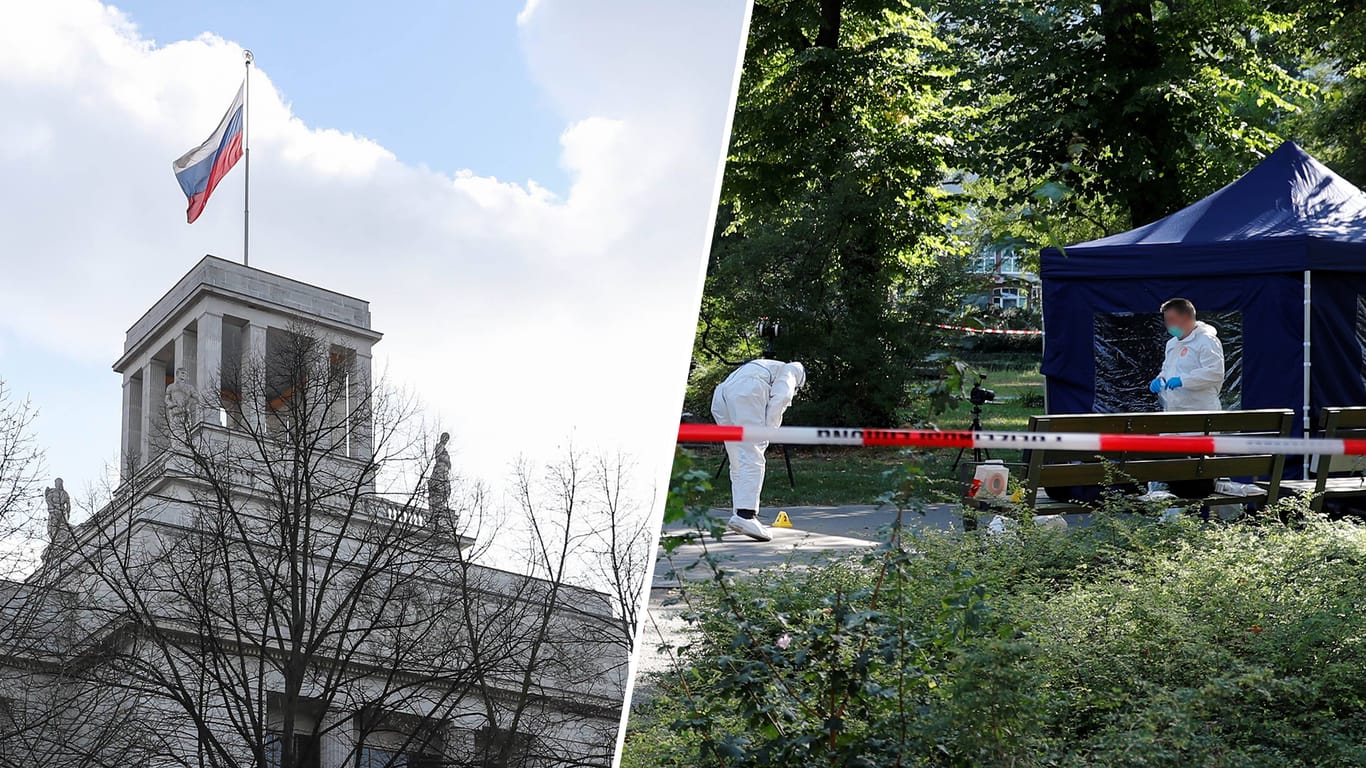 Die russische Botschaft in Berlin und der Tatort im Tiergarten. Es droht eine diplomatische Eskalation.