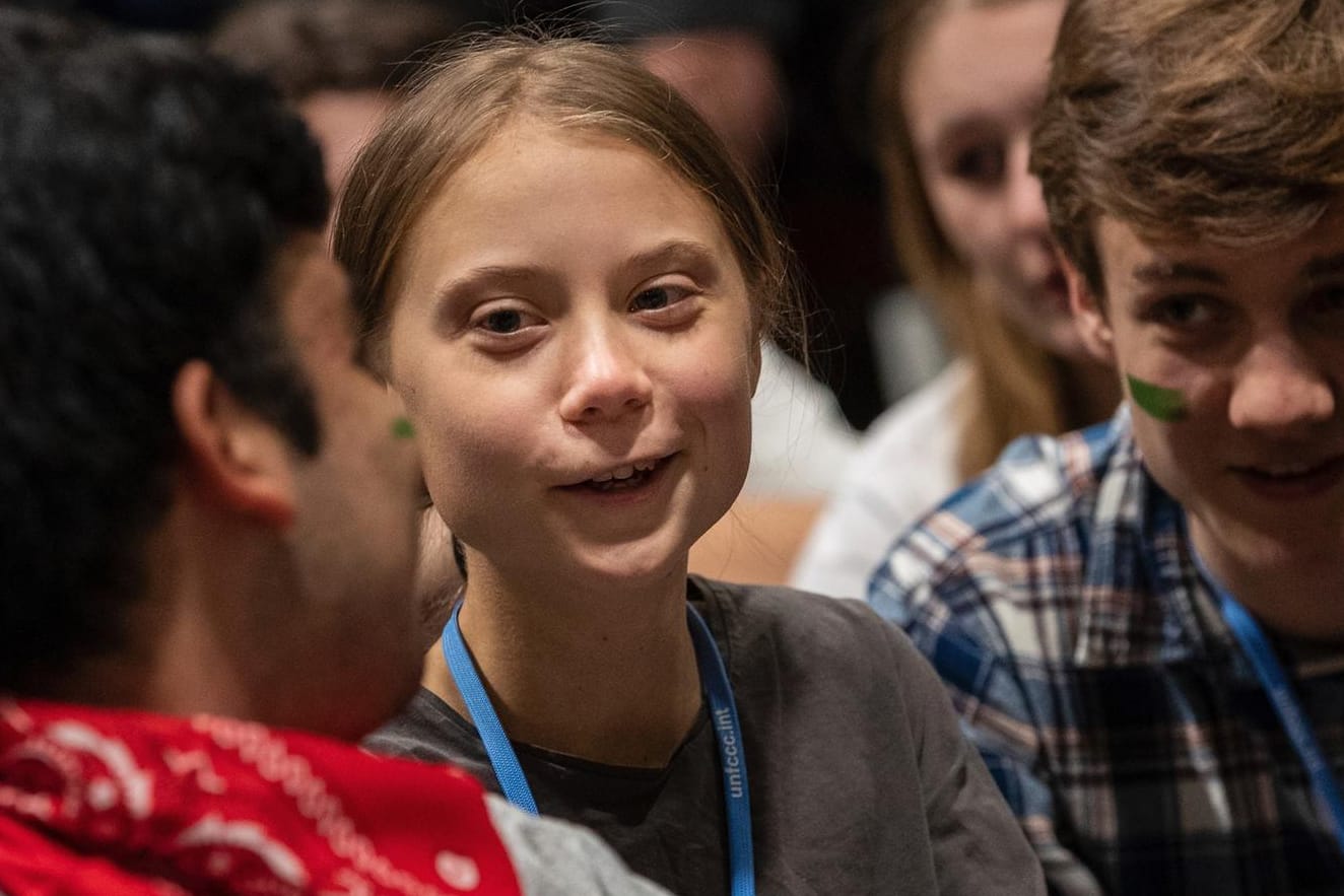 Greta Thunberg bei einem Sit-in in Madrid: Die schwedische Klimaaktivistin hat es pünktlich zur Klimakonferenz in die spanische Hauptstadt geschafft.