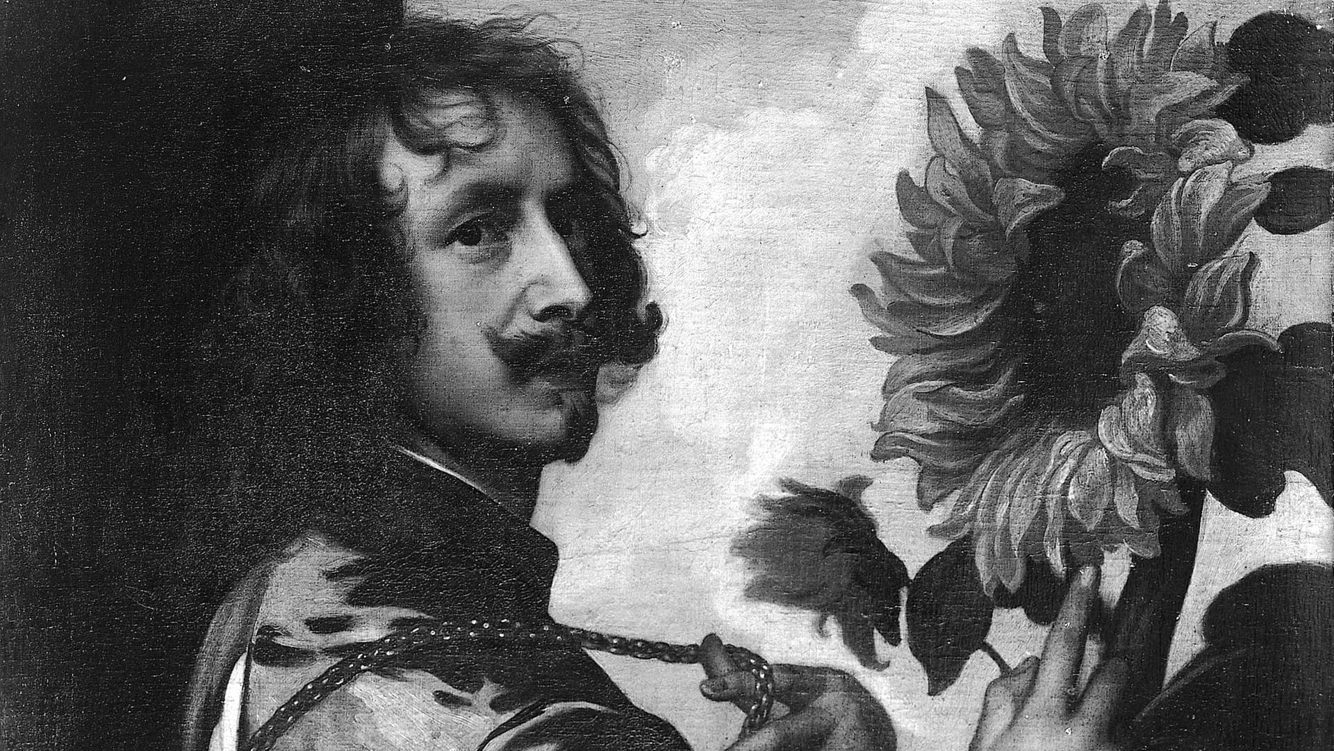Das Selbstbildnis mit Sonnenblume nach Anthonis van Dyck aus dem 17. Jahrhundert (Schwarzweiß Foto): Die Echtheit der Gemälde muss noch offiziell bestätigt werden. Das Selbstbildnis mit Sonnenblume nach Anthonis van Dyck aus dem 17. Jahrhundert (Schwarzweiß Foto): Die Echtheit der Gemälde muss noch offiziell bestätigt werden.