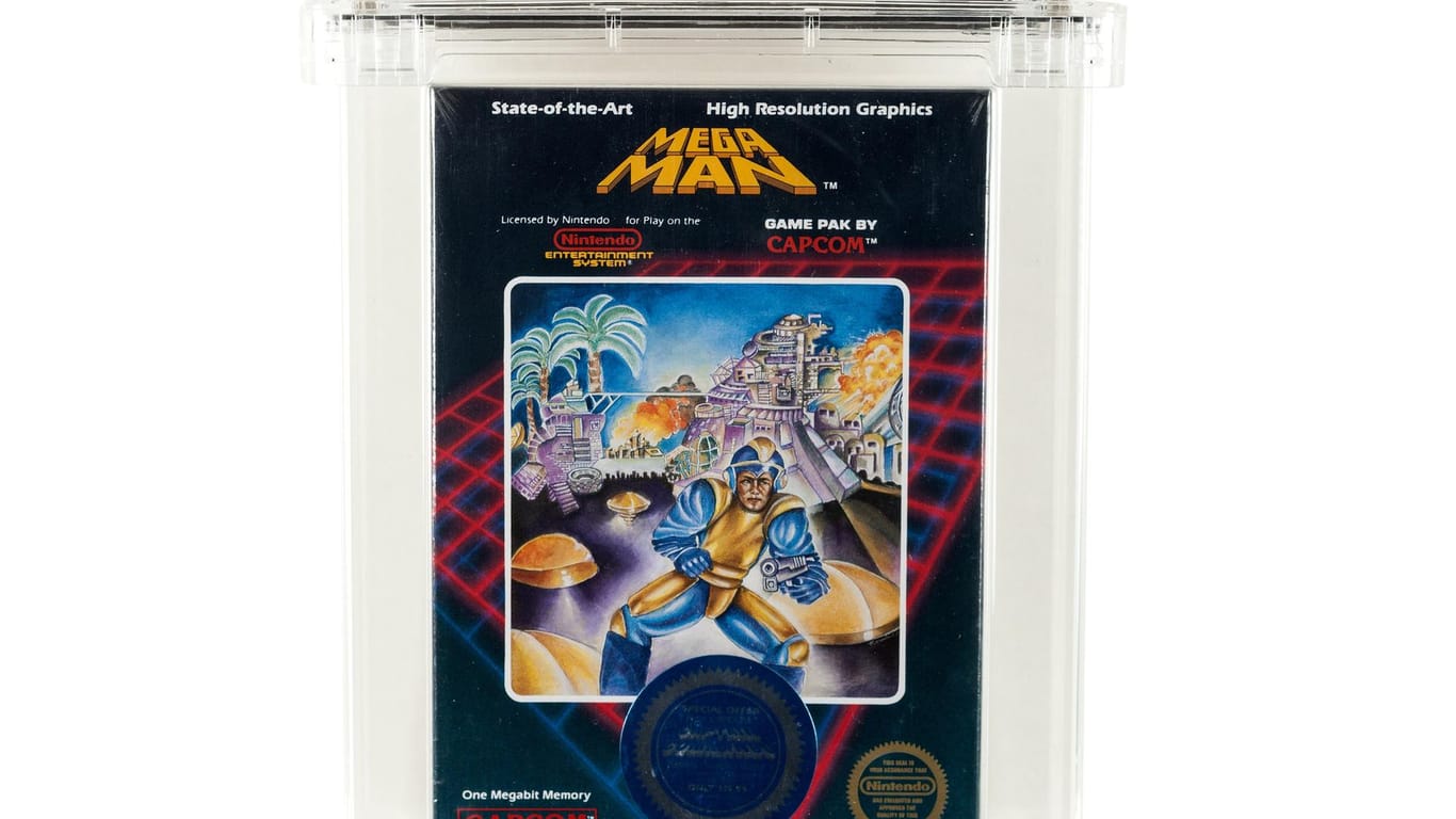 Ein nie benutztes "Mega Man"-Videospiel aus dem Jahr 1987: Das Game ist bei einer Auktion in den USA für die Rekordsumme von 75.000 Dollar (etwa 67.000 Euro) versteigert worden.