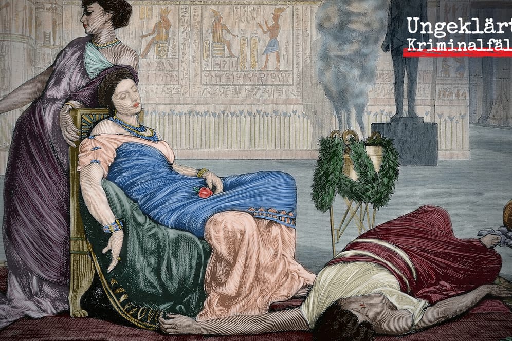 Tod der "Kleopatra" (Illustration von 1872): Die berühmte Herrscherin starb der Überlieferung nach zusammen mit zwei Zofen.