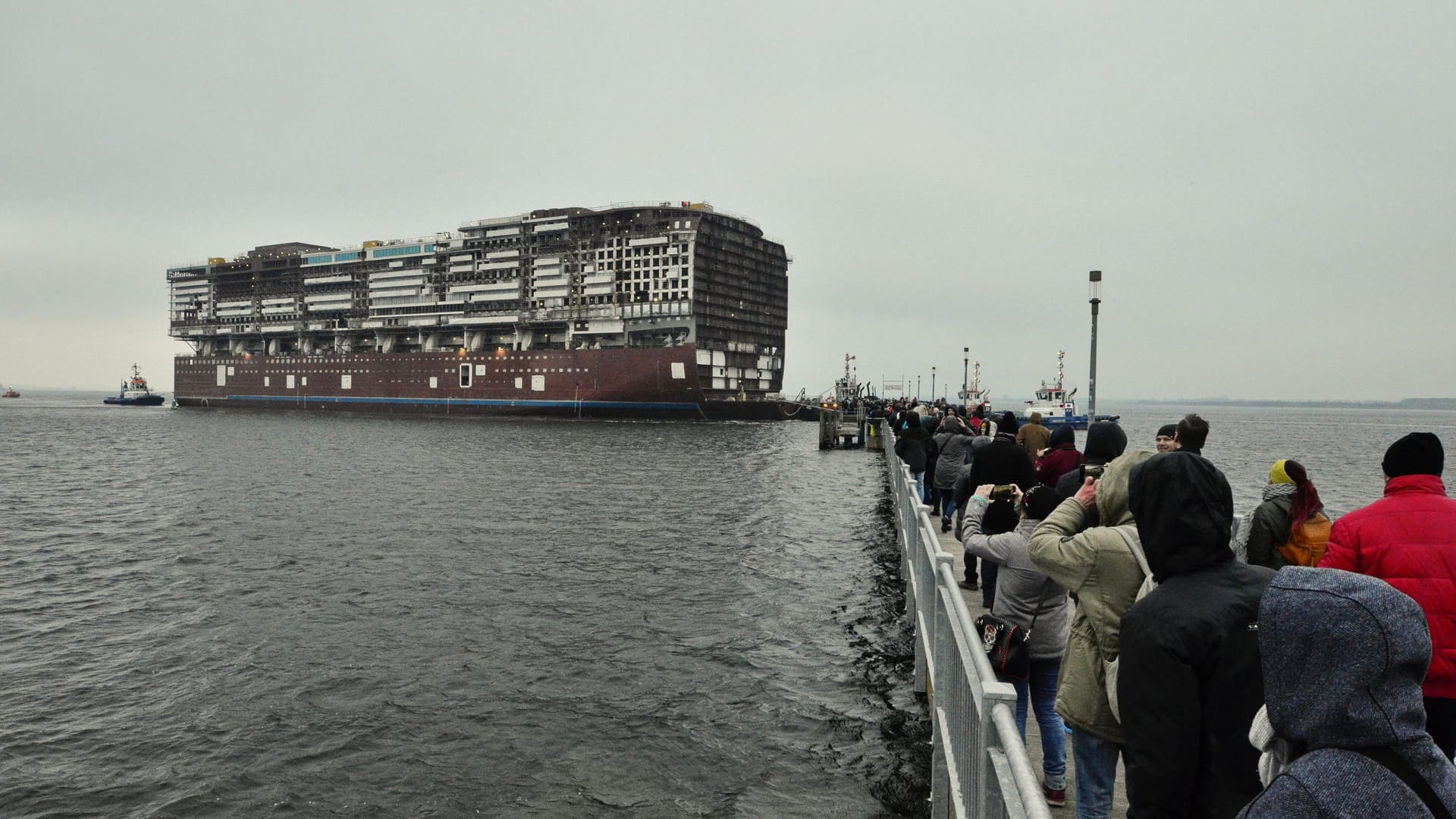 Ein Mittelteil des ersten Kreuzfahrtschiffes der Global Dream: Das Schiff hat eine Länge von 342 Meter und ist 45 Meter breit.