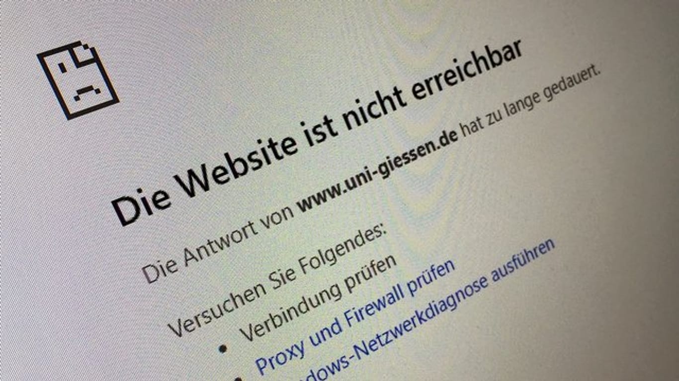 "Die Website ist nicht erreichbar" wird angezeigt, wenn man versucht, die Justus-Liebig-Universität in Gießen über das Internet zu erreichen.