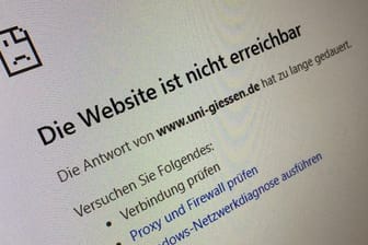 "Die Website ist nicht erreichbar" wird angezeigt, wenn man versucht, die Justus-Liebig-Universität in Gießen über das Internet zu erreichen.