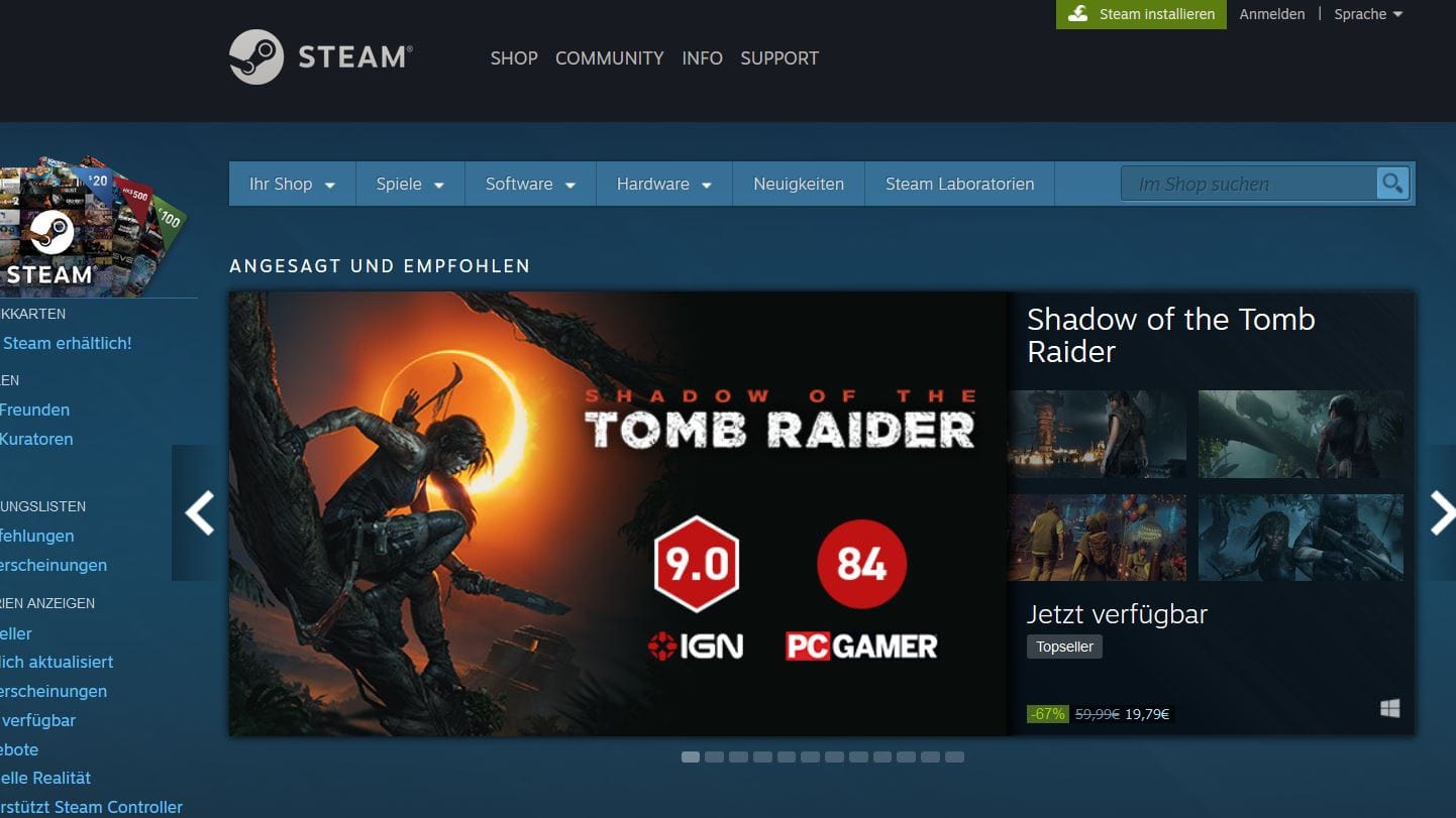 Screenshot Spieleplattform Steam: Auch Rechtsextreme nutzen die Plattform.