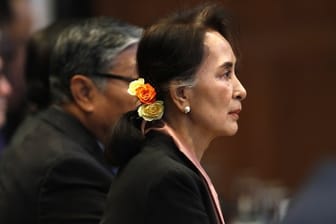 Aung San Suu Kyi im Gerichtssaal des Internationalen Gerichtshofs in Den Haag.