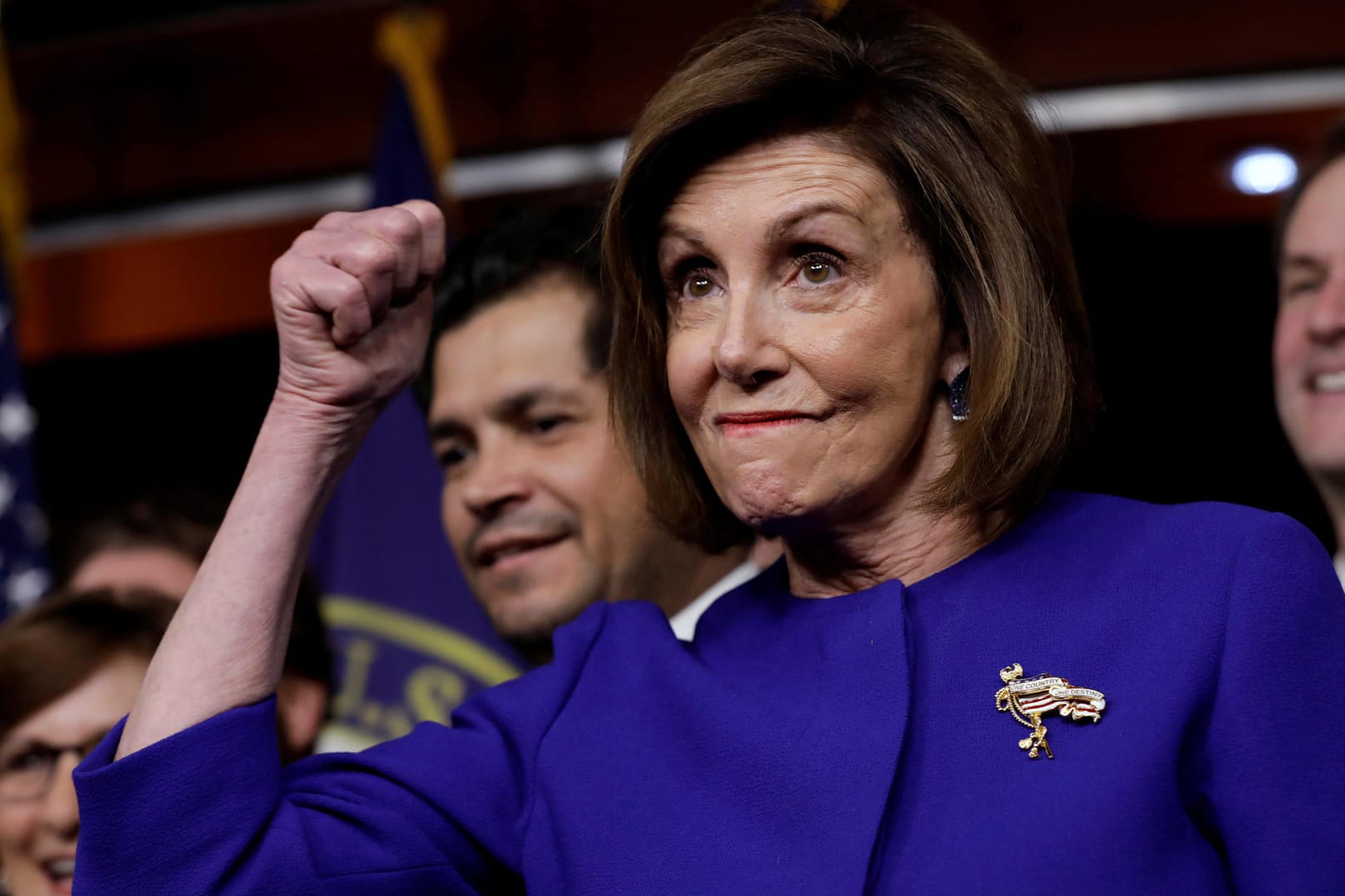 Nancy Pelosi, Sprecherin des US-Repräsentantenhauses während einer Pressekonferenz zum USMCA-Abkommen.