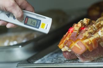 Ein Lebensmittelkontrolleur überprüft die Temperatur eines Fleischstücks: Aufgrund von Personalmangel in den zuständigen kommunalen Behörden, entfällt eine große Zahl der vorgeschriebenen Kontrollen.