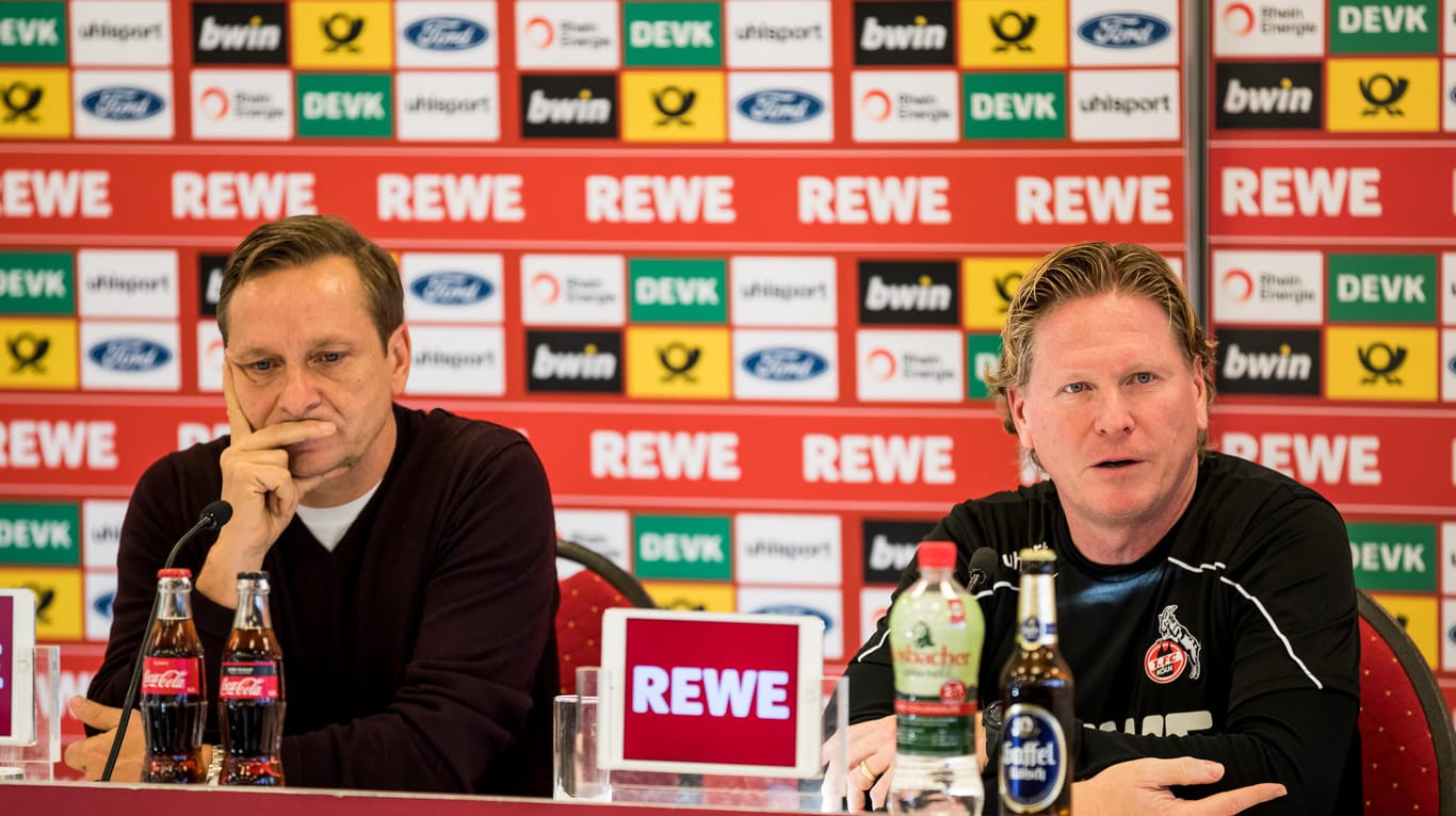 1. FC Kön Geschäftsführer Horst Heldt und Trainer Markus Gisdol: Vor dem Derby gegen Bayer Leverkusen zeigen sie sich zuversichtlich.
