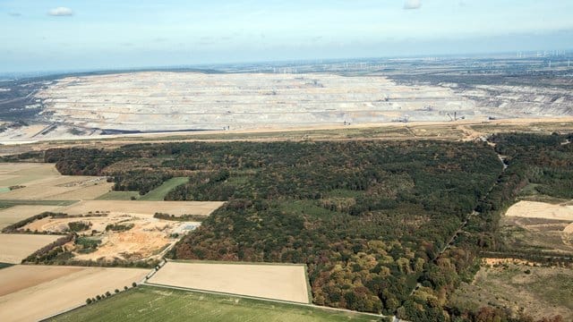 Der Tagebau Hambach schiebt sich Stück für Stück an den Hambacher Forst. Der Tagebau Hambach schiebt sich Stück für Stück an den Hambacher Forst.