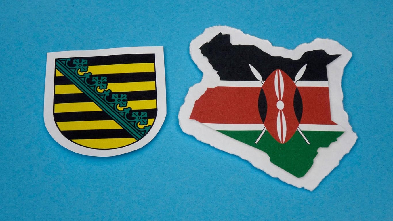 Die Flaggen von Sachsen und dem ostafrikanischen Land Kenia (Symbolbild): Ein Bündnis aus CDU, Grünen und SPD gibt es bereits in Sachsen-Anhalt und Brandenburg.