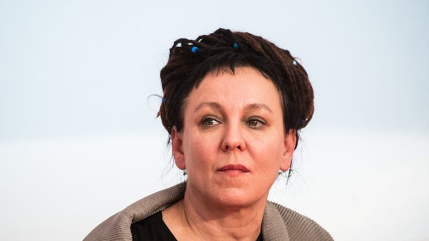 Literaturnobelpreisträgerin Olga Tokarczuk auf der Frankfurter Buchmesse.